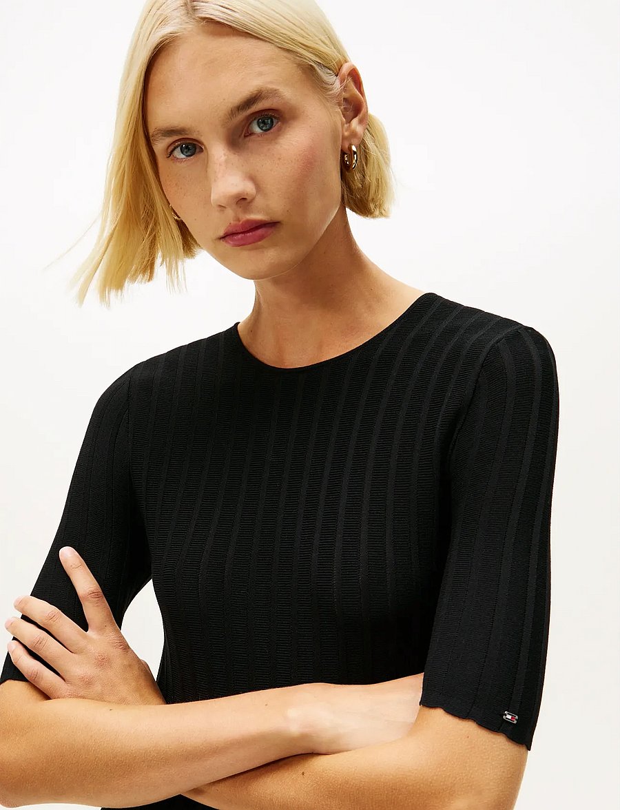 Tommy Hilfiger - FESTIVE PLEATED MAXI SL DRESS - strikkjoler - black - 2