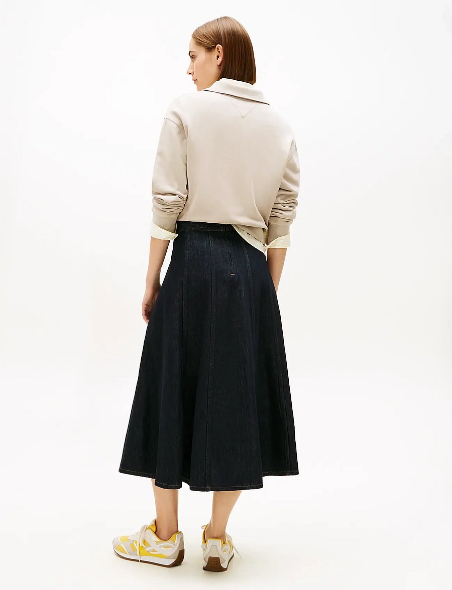 Tommy Hilfiger - DNM PURE FLARED MIDI SKIRT HW - midi skjørt - pure - 2