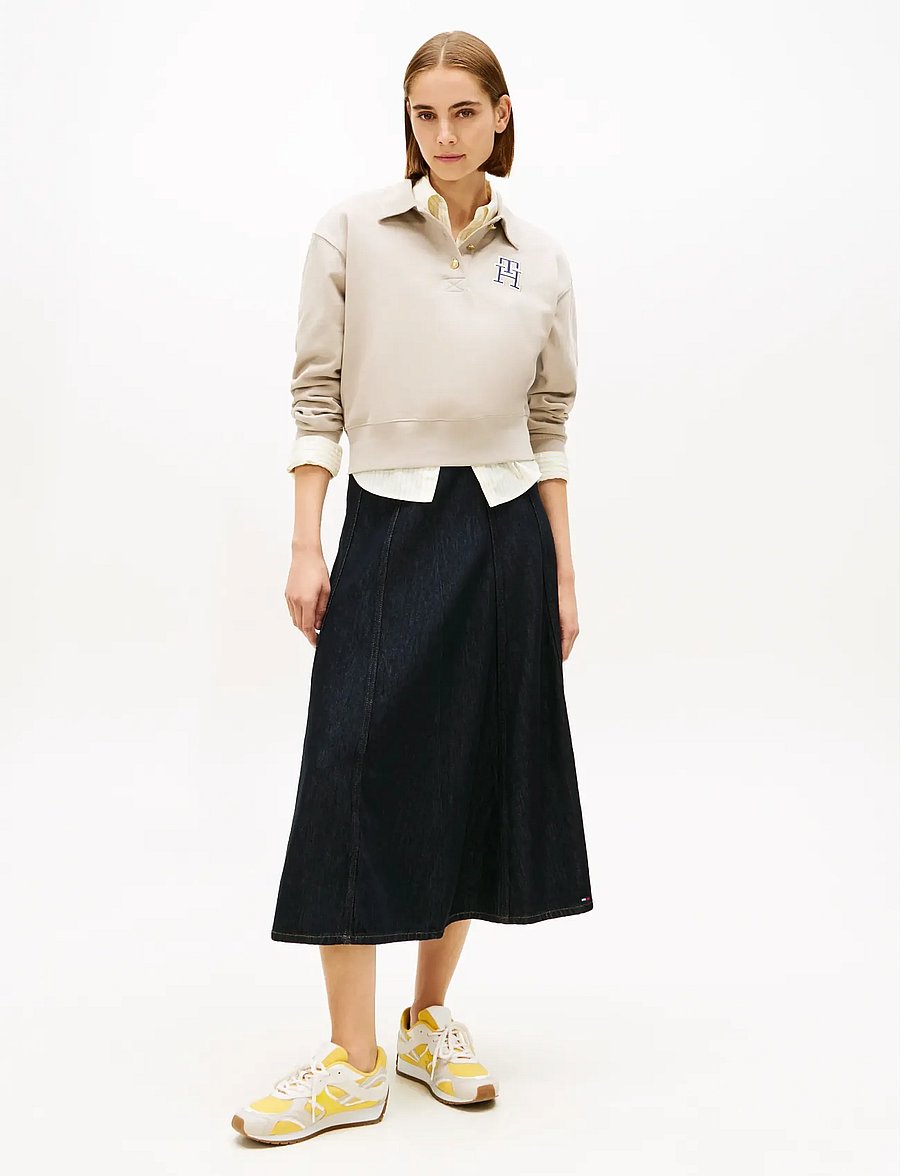 Tommy Hilfiger - DNM PURE FLARED MIDI SKIRT HW - midi skjørt - pure - 3