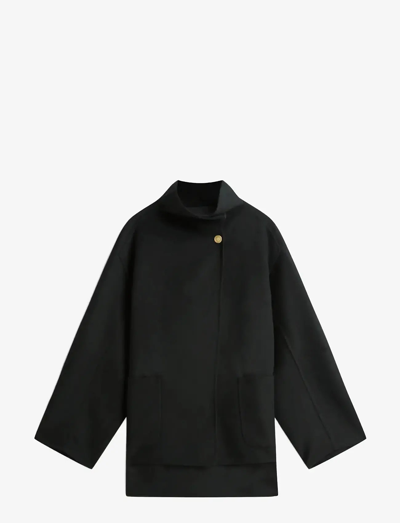 Tommy Hilfiger - DF WOOL GB FUNNEL NK COAT - villased mantlid - black - 1