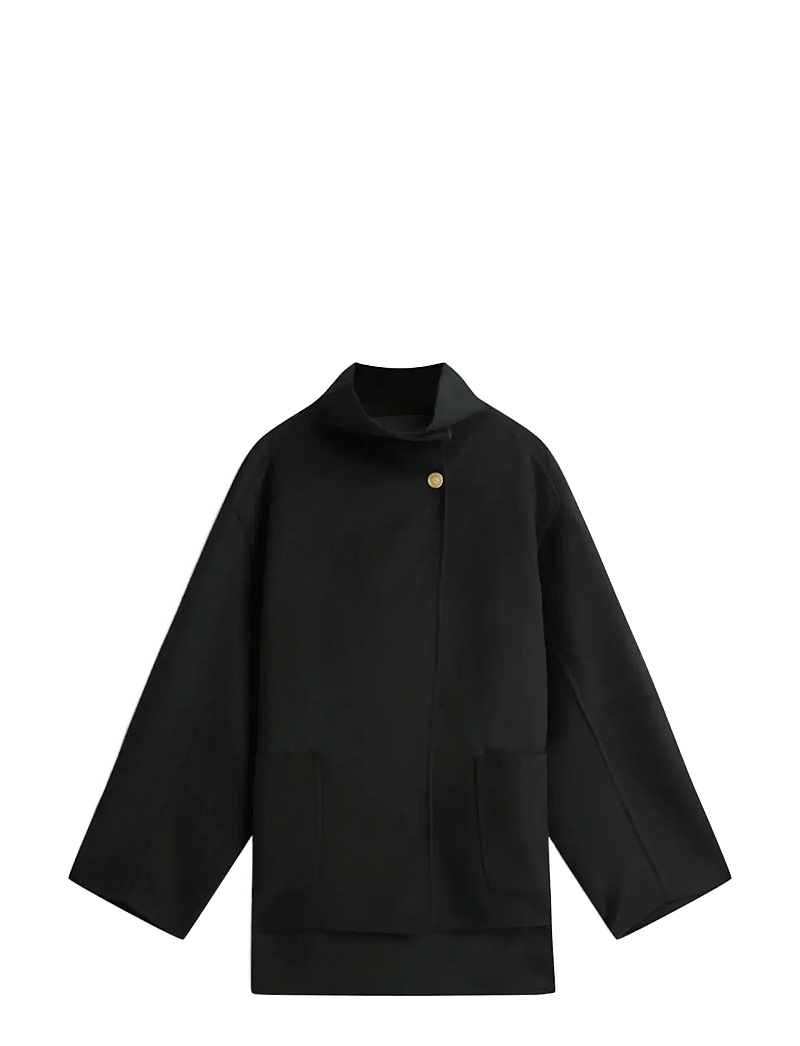 Tommy Hilfiger - DF WOOL GB FUNNEL NK COAT - villased mantlid - black - 1