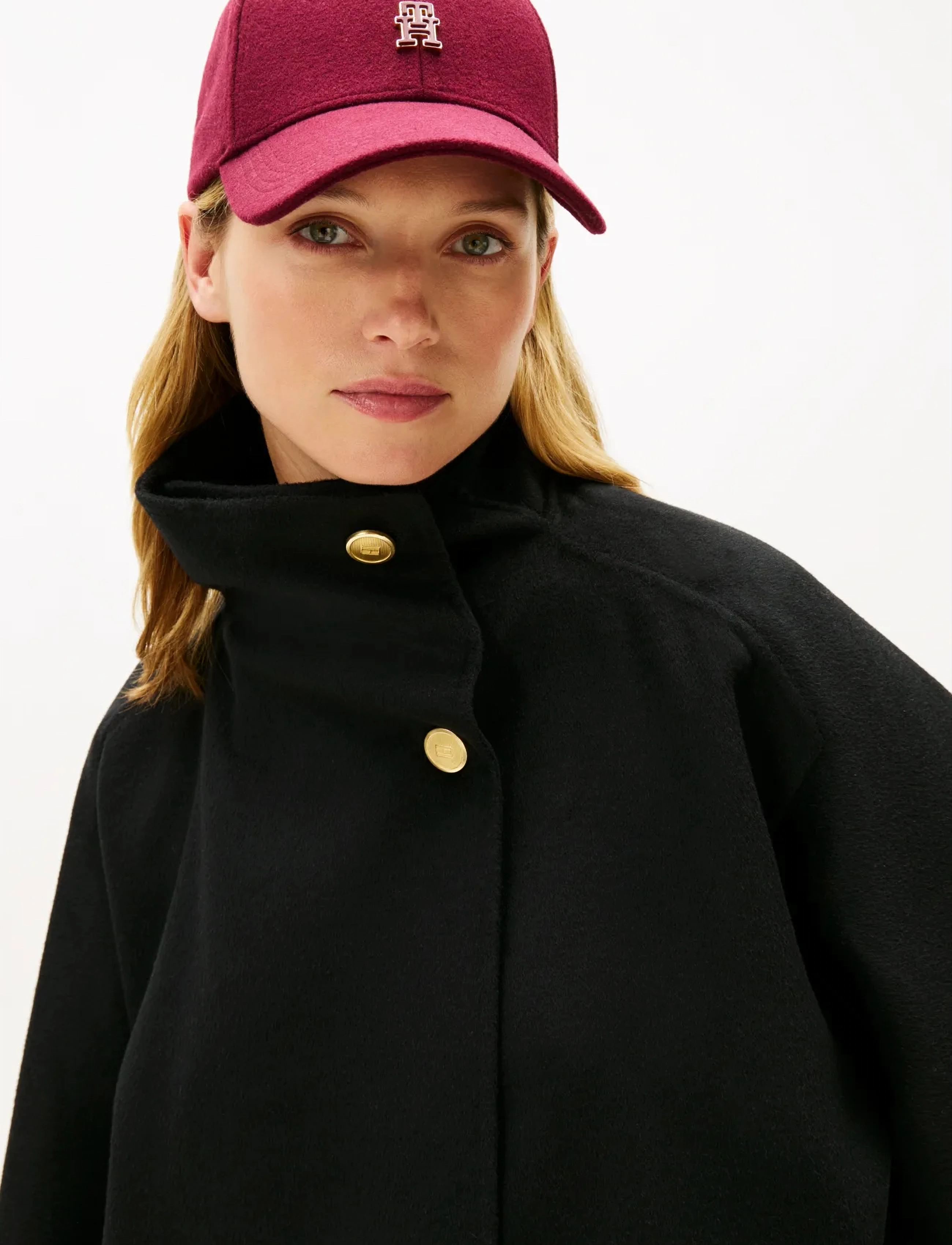 Tommy Hilfiger - DF WOOL GB FUNNEL NK COAT - kurtki zimowe - black - 4