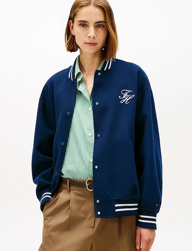 Tommy Hilfiger - DF WOOL VARSITY BOMBER - kevättakit - dark night navy - 0