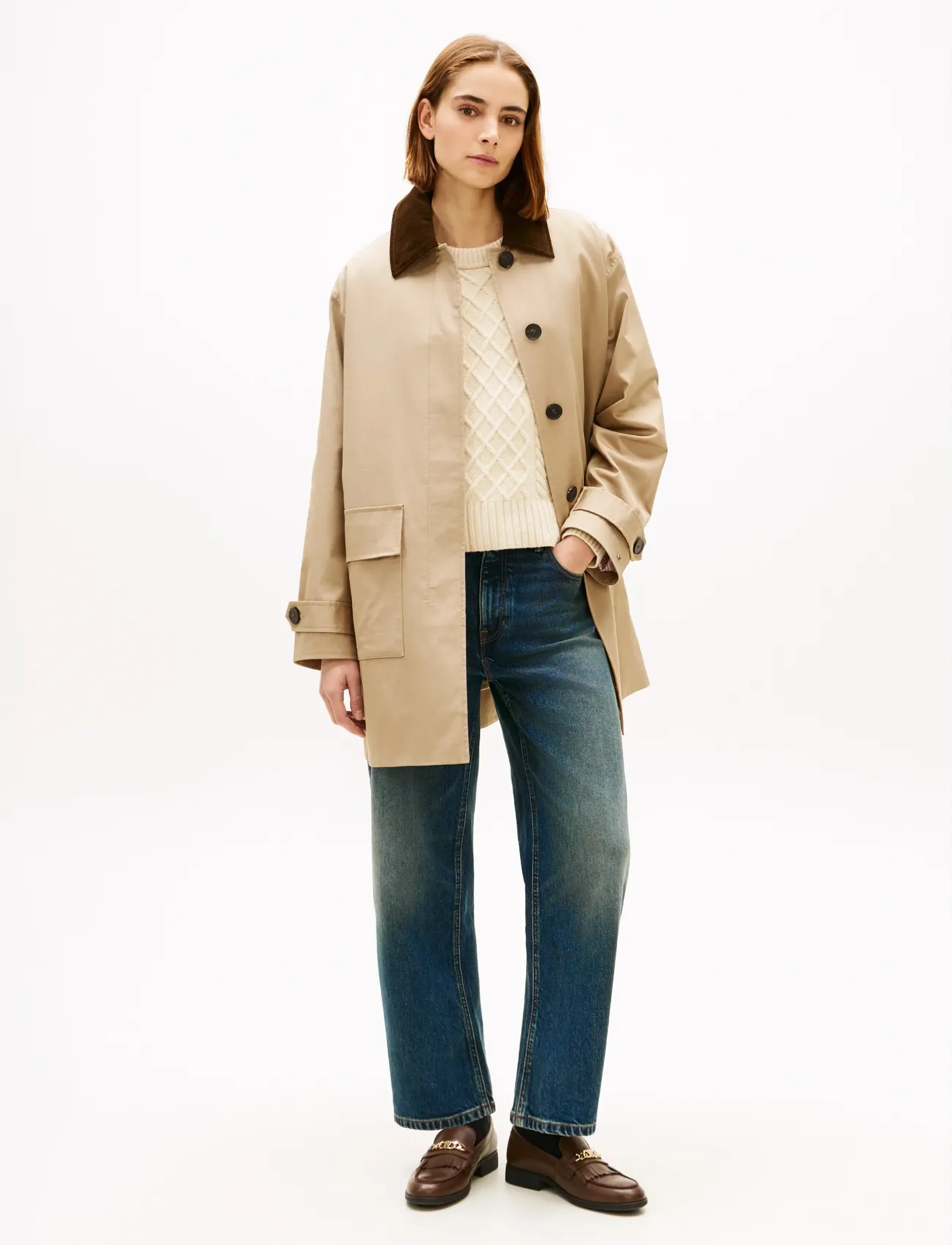 Tommy Hilfiger 2-In-1 Cotton Coat, 44, Coats, Beige - Light Frauen