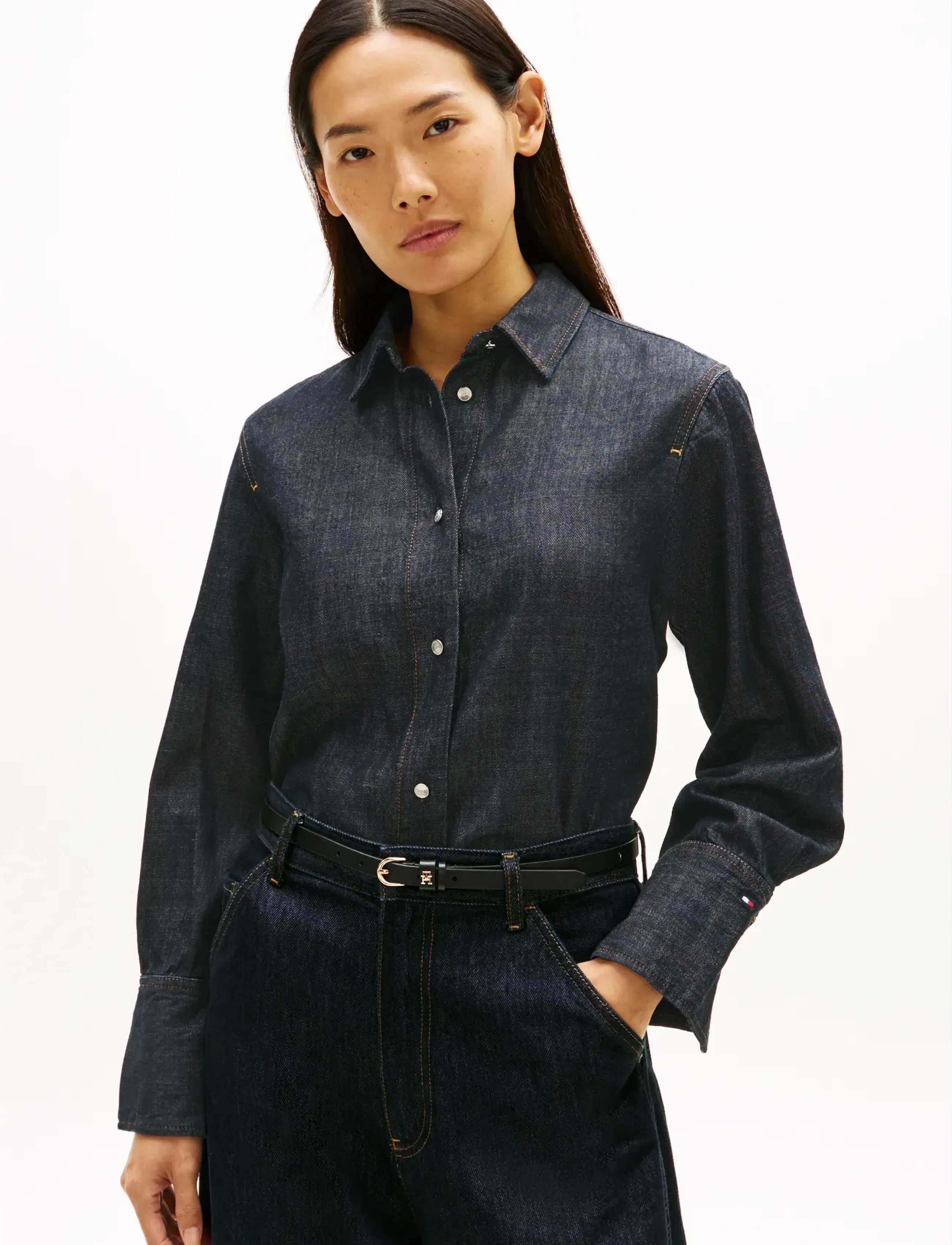 Tommy Hilfiger DNM PURE RELAXED SHIRT LS - Hemden - PURE / black