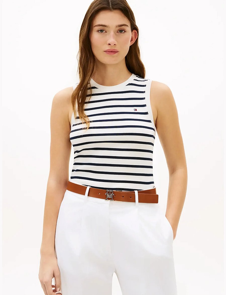 Tommy Hilfiger - SLIM CODY C-NK TANK TOP - Ärmellose tops - breton stp ecru dark night navy - 0