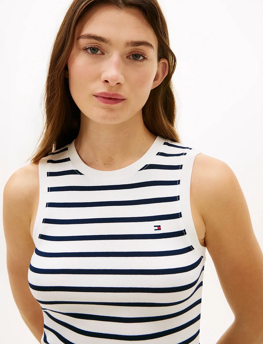 Tommy Hilfiger - SLIM CODY C-NK TANK TOP - Ärmellose tops - breton stp ecru dark night navy - 4