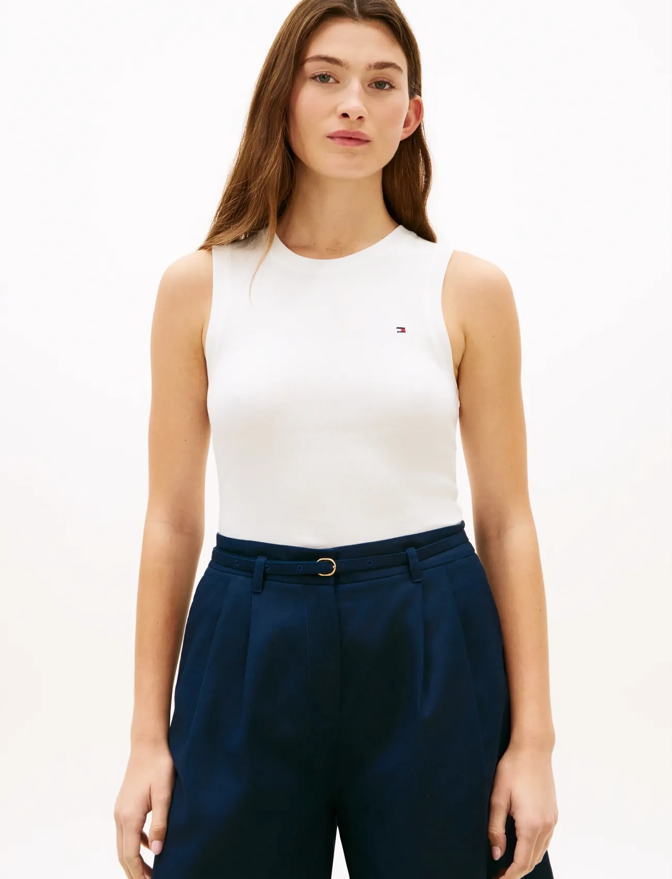 Tommy Hilfiger SLIM CODY C-NK TANK TOP - Tanktops - ECRU / white