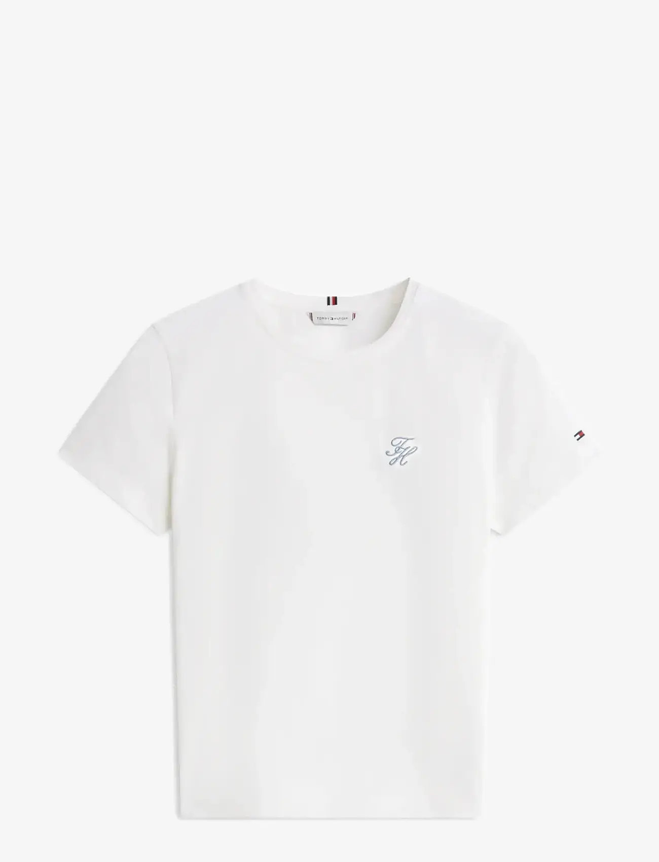 Tommy Hilfiger - TH SCRIPT REG C-NK SS TEE - t-shirts - ecru - 1