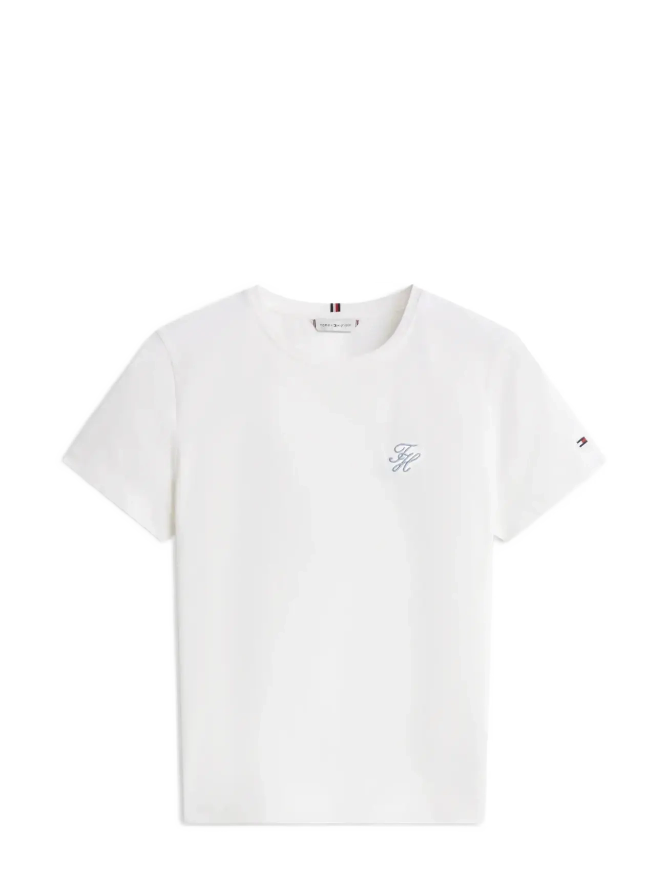 Tommy Hilfiger TH SCRIPT REG C-NK SS TEE - Pakkumised - ECRU / white