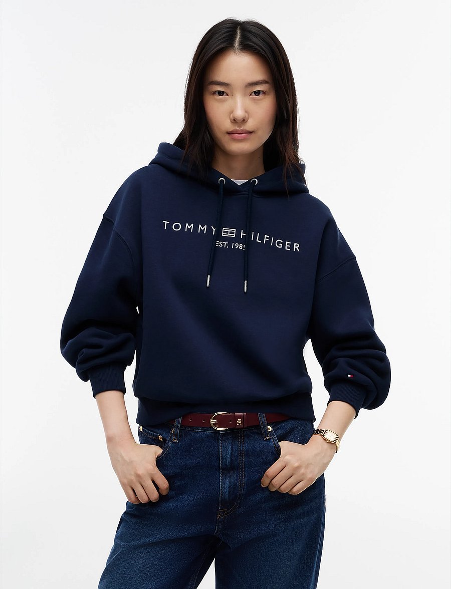 Tommy Hilfiger - CORP LOGO MDRN HOODIE - hættetrøjer - dark blue - 0