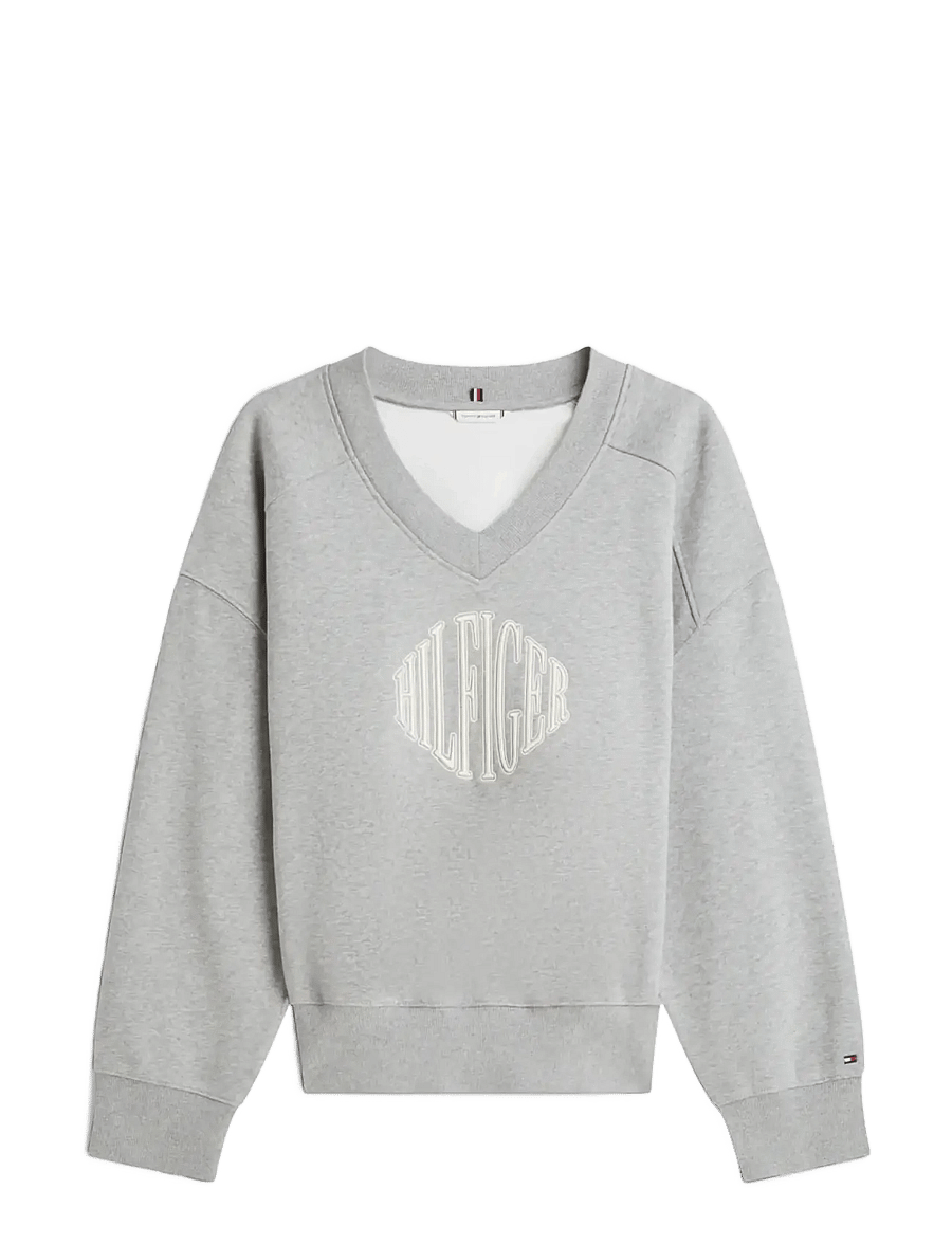 Tommy Hilfiger - VARSITY V-NK FLEECE SWTSRT - mode trends - med heather grey - 1