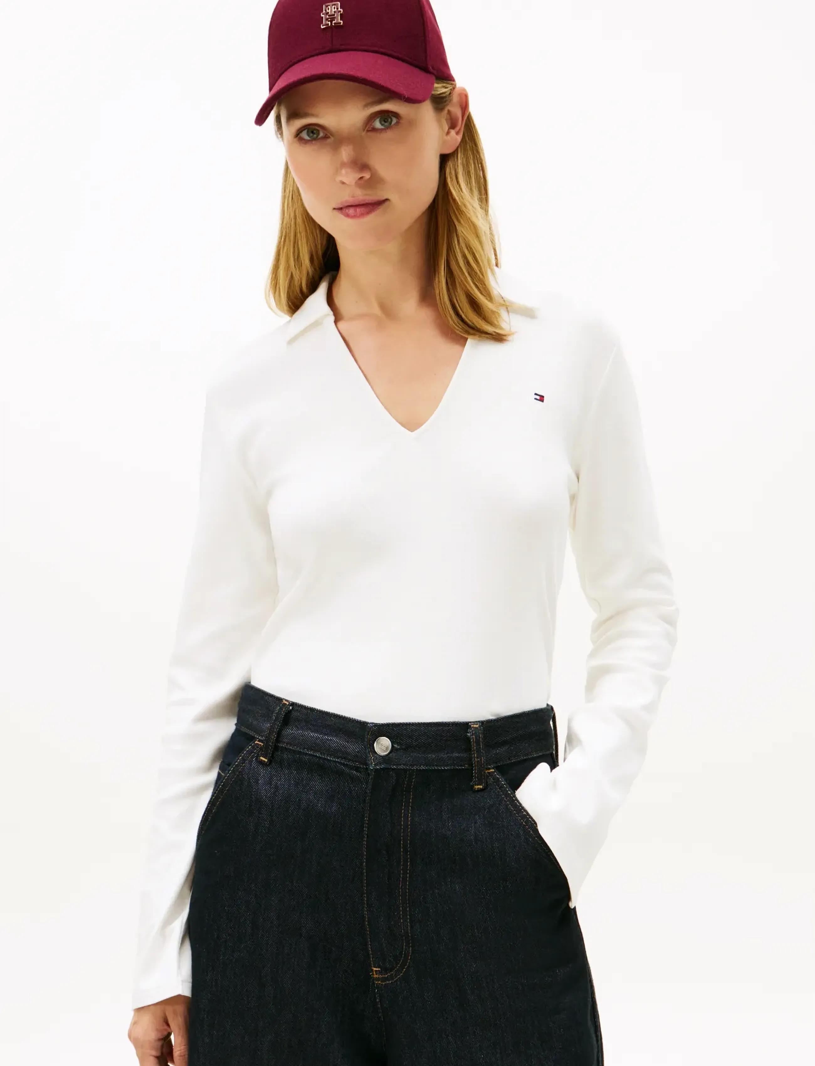 Tommy Hilfiger MODERN CODY LS OPEN POLO - T-skjorter & Topper - ECRU / cream