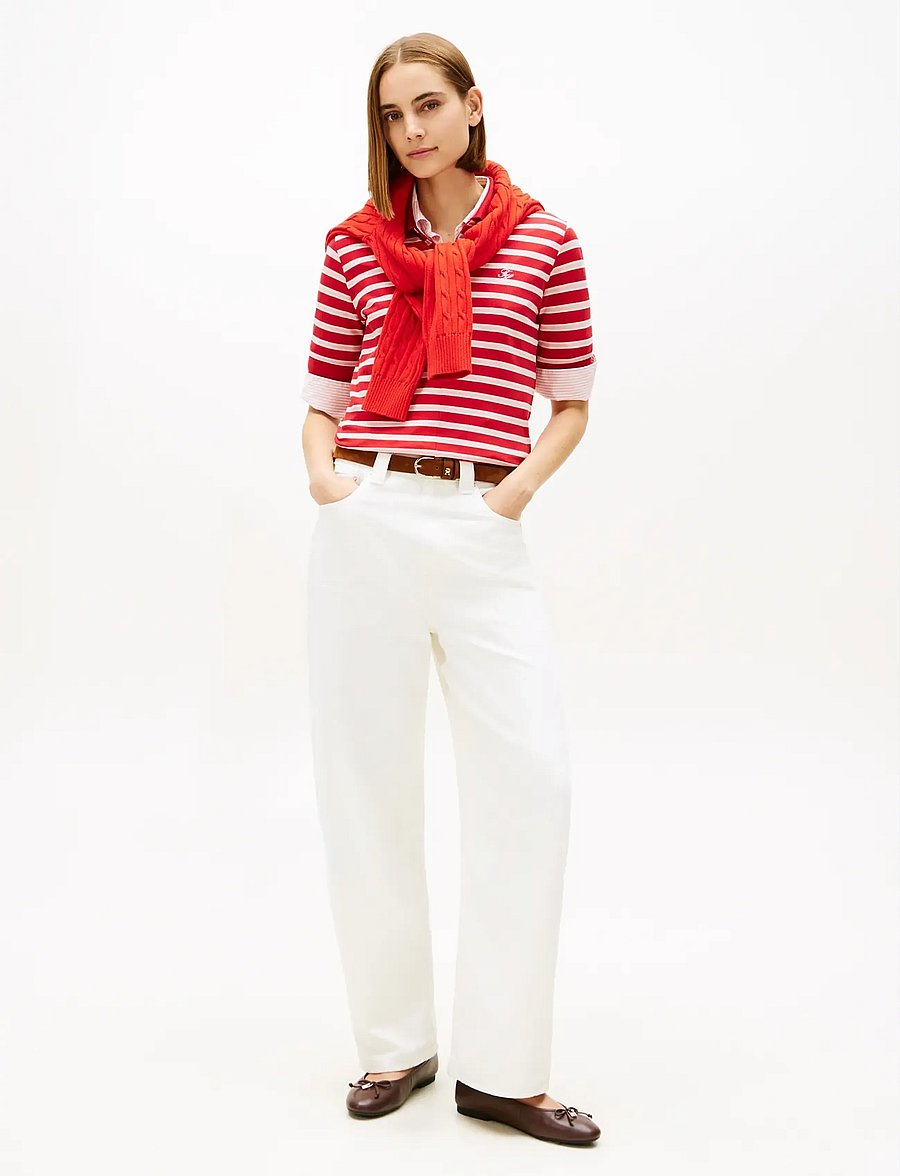 Tommy Hilfiger - TH SCRIPT LYOCELL ZIP SS POLO - polosärgid - primary red bonita pink calico stp - 2