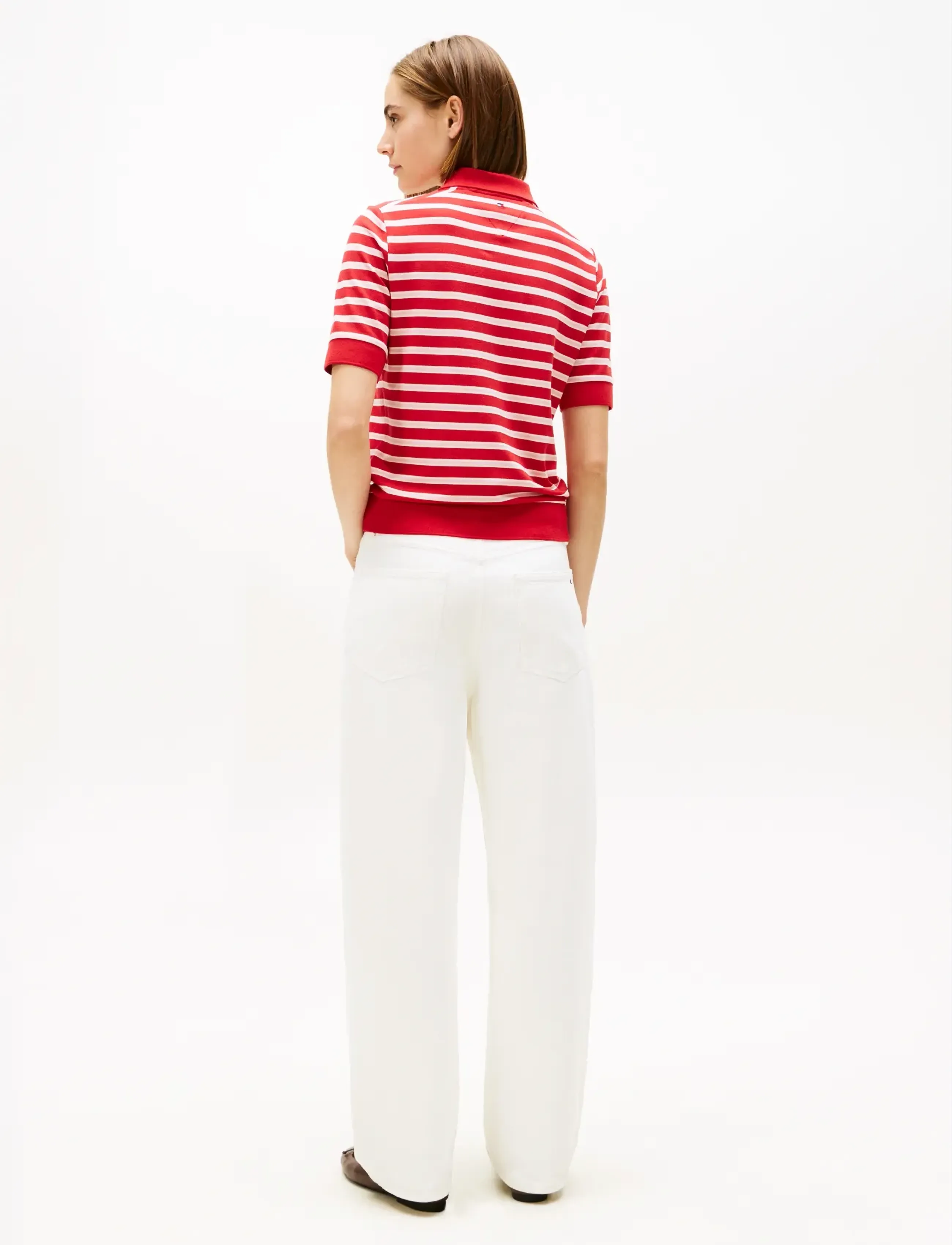Tommy Hilfiger - TH SCRIPT LYOCELL ZIP SS POLO - poloshirts - primary red bonita pink calico stp - 3