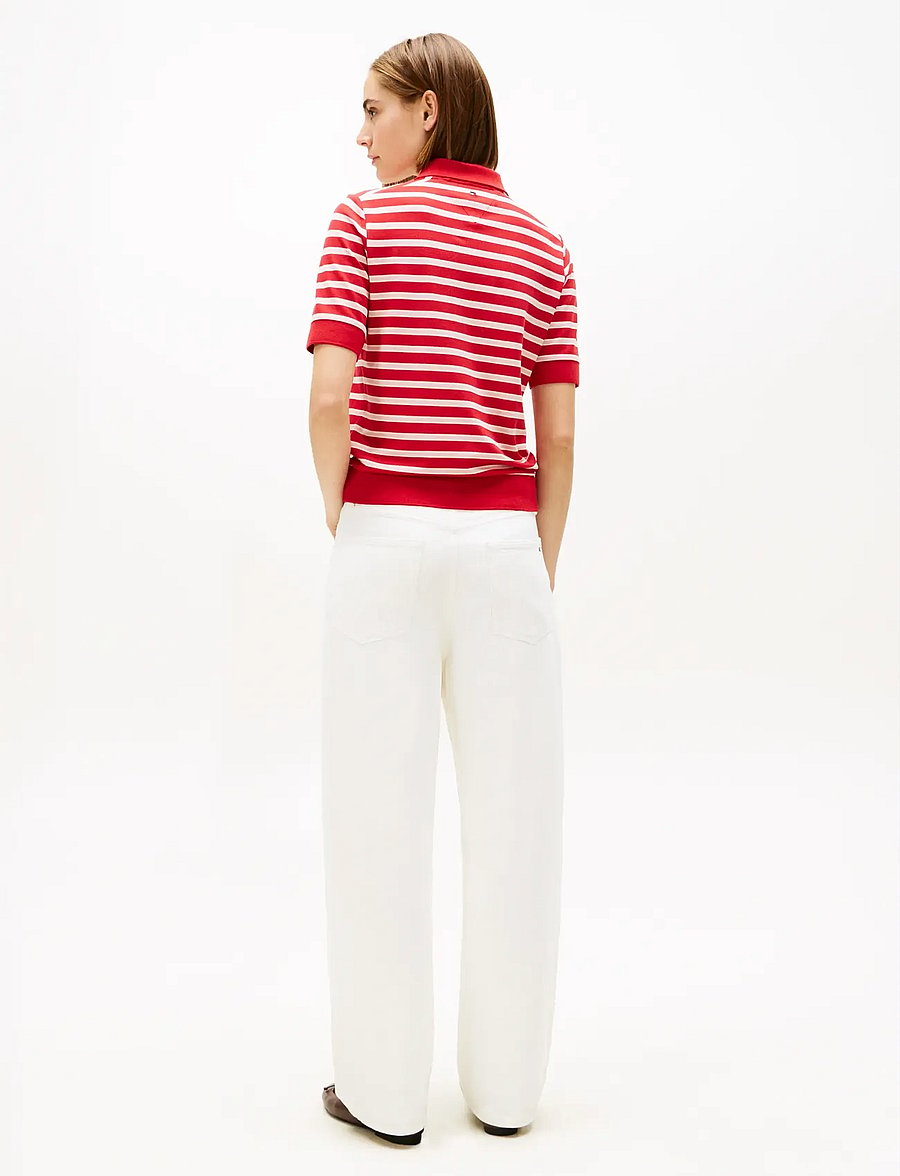Tommy Hilfiger - TH SCRIPT LYOCELL ZIP SS POLO - polosärgid - primary red bonita pink calico stp - 3