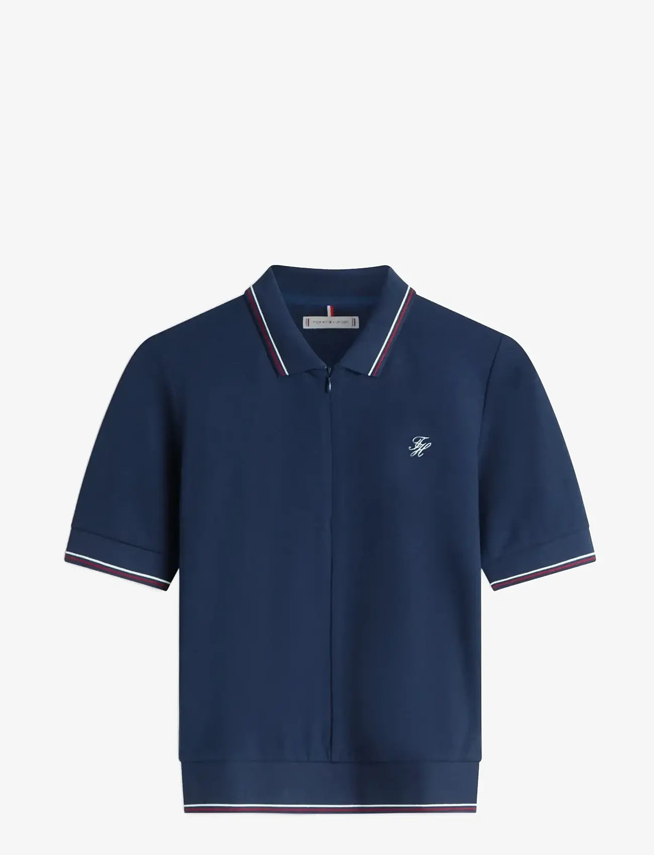 Tommy Hilfiger - TH SCRIPT LYOCELL ZIP SS POLO - poloer - dark night navy - 1