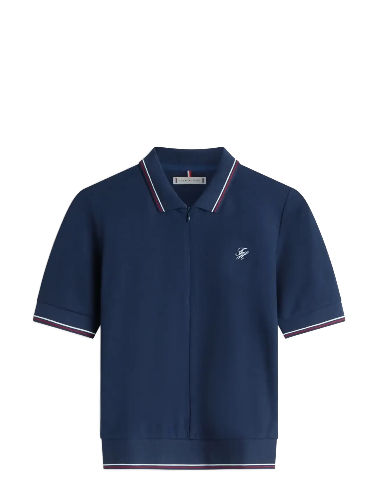 Tommy Hilfiger TH SCRIPT LYOCELL ZIP SS POLO - Tommy Hilfiger - DARK NIGHT NAVY / navy