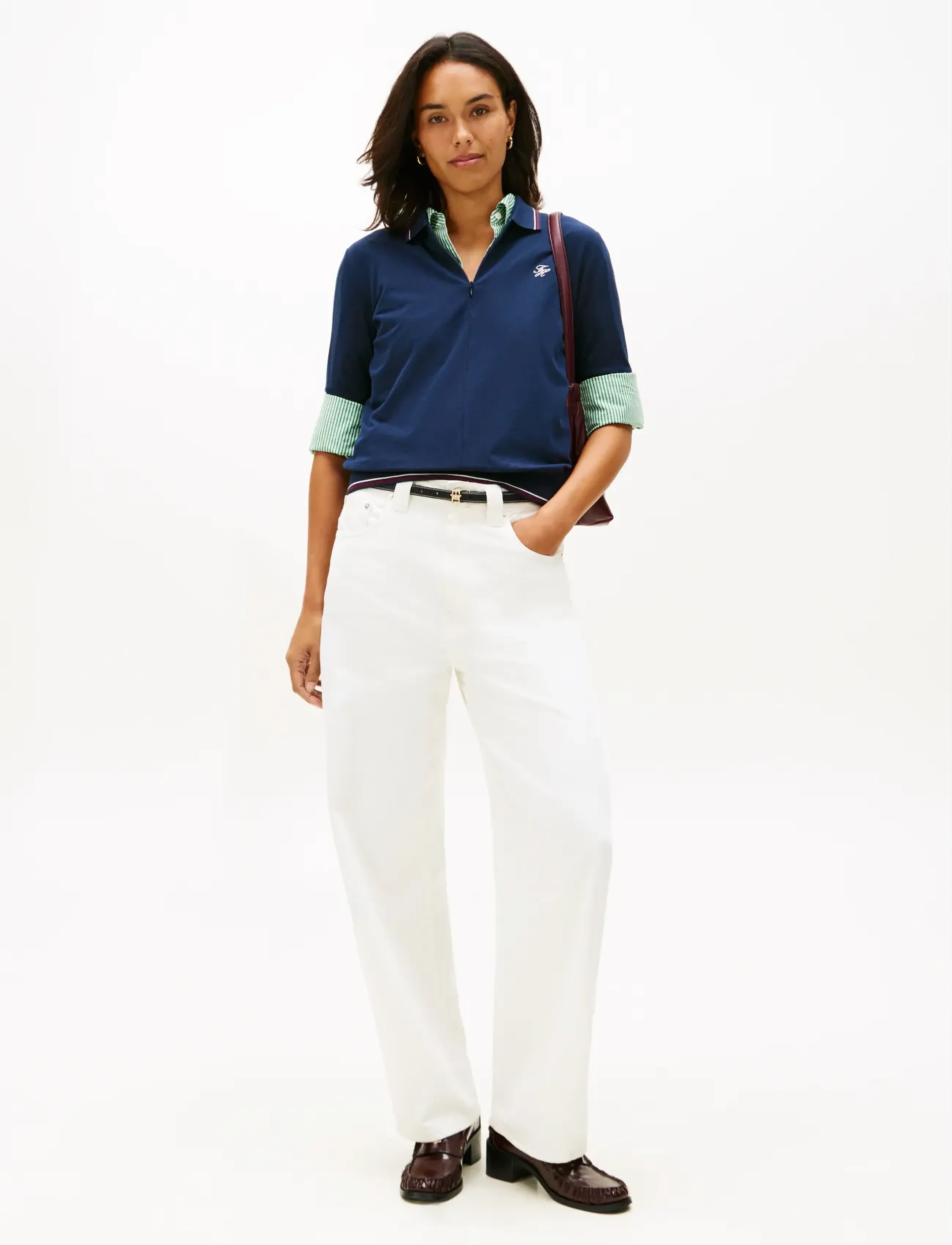 Tommy Hilfiger - TH SCRIPT LYOCELL ZIP SS POLO - poloshirts - dark night navy - 2