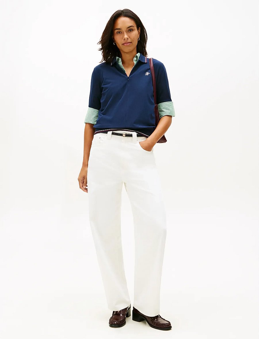 Tommy Hilfiger - TH SCRIPT LYOCELL ZIP SS POLO - polo shirts - dark night navy - 2