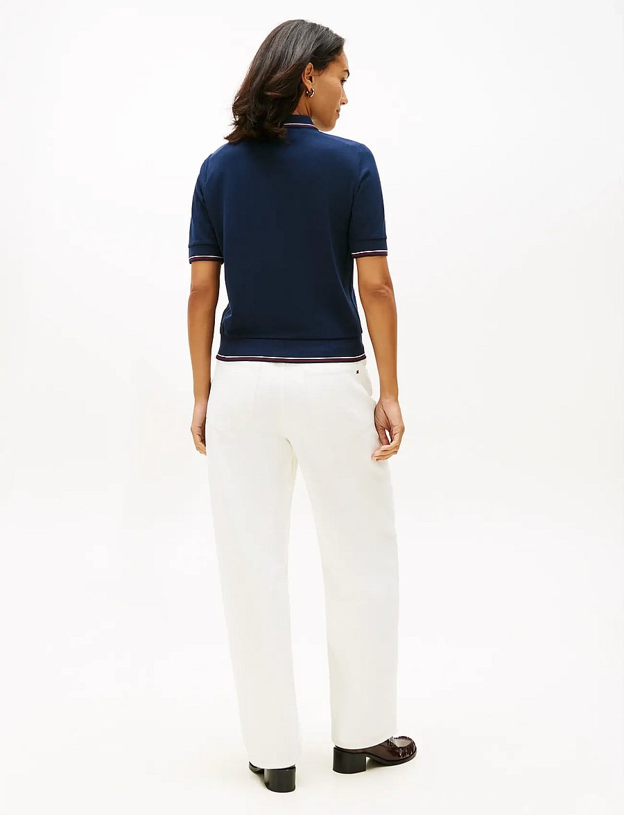 Tommy Hilfiger - TH SCRIPT LYOCELL ZIP SS POLO - polo shirts - dark night navy - 3