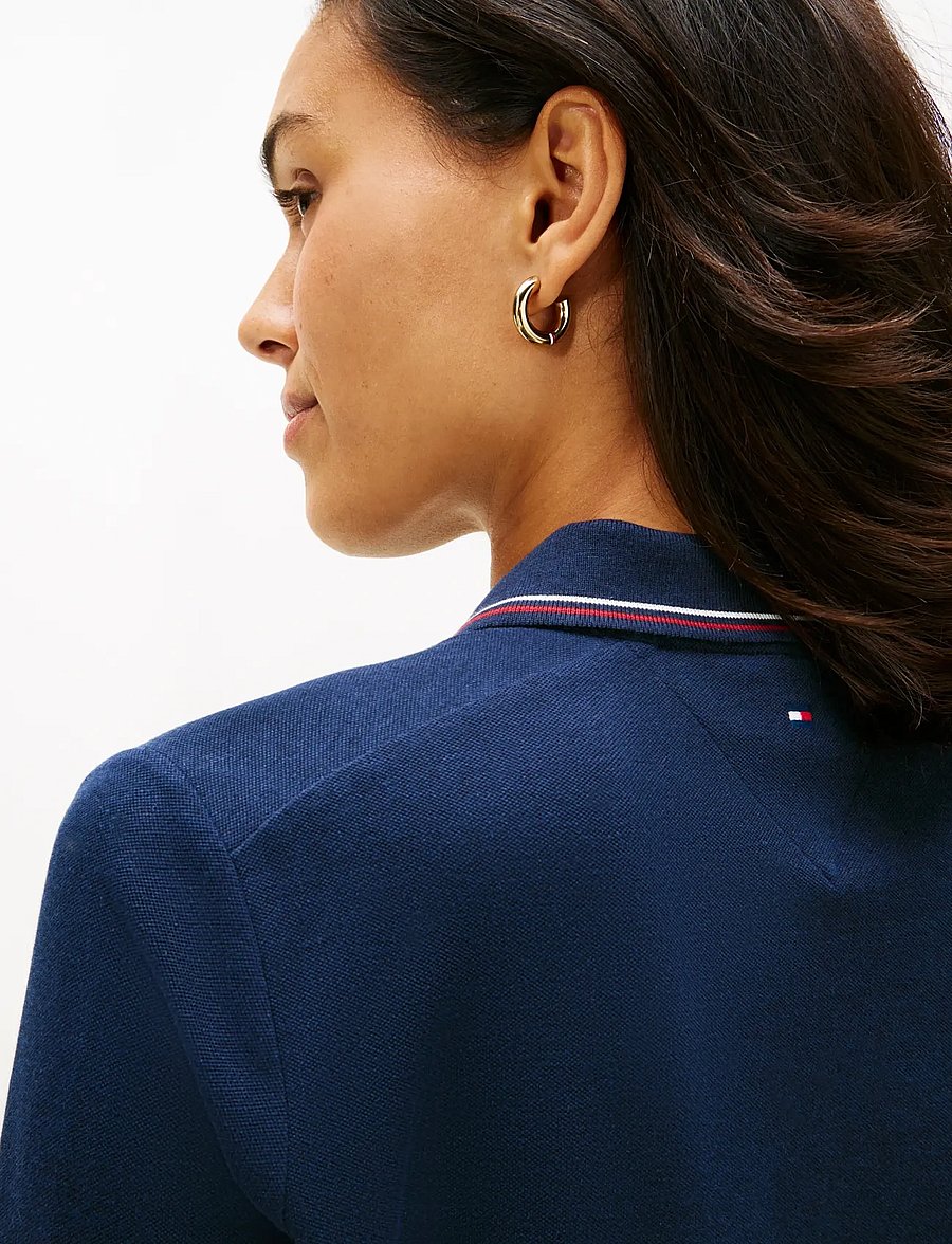 Tommy Hilfiger - TH SCRIPT LYOCELL ZIP SS POLO - polo shirts - dark night navy - 4