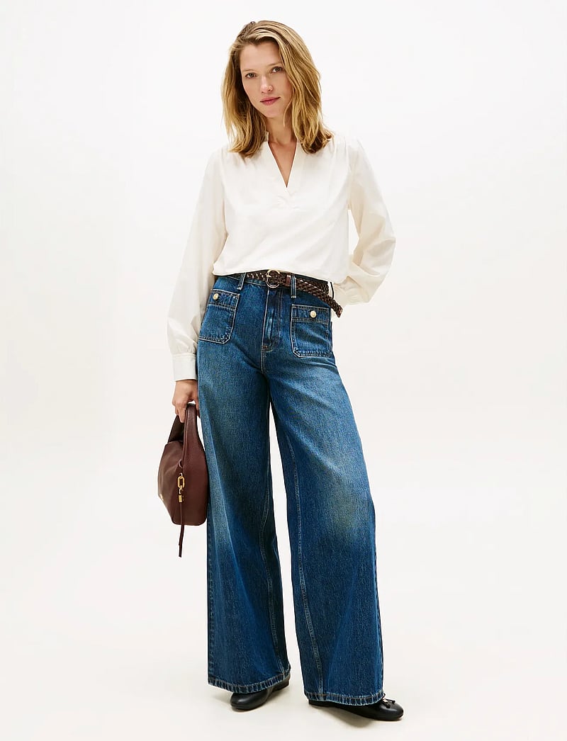 Tommy Hilfiger - POPLIN V-NK BLOUSE - long sleeved blouses - calico - 2