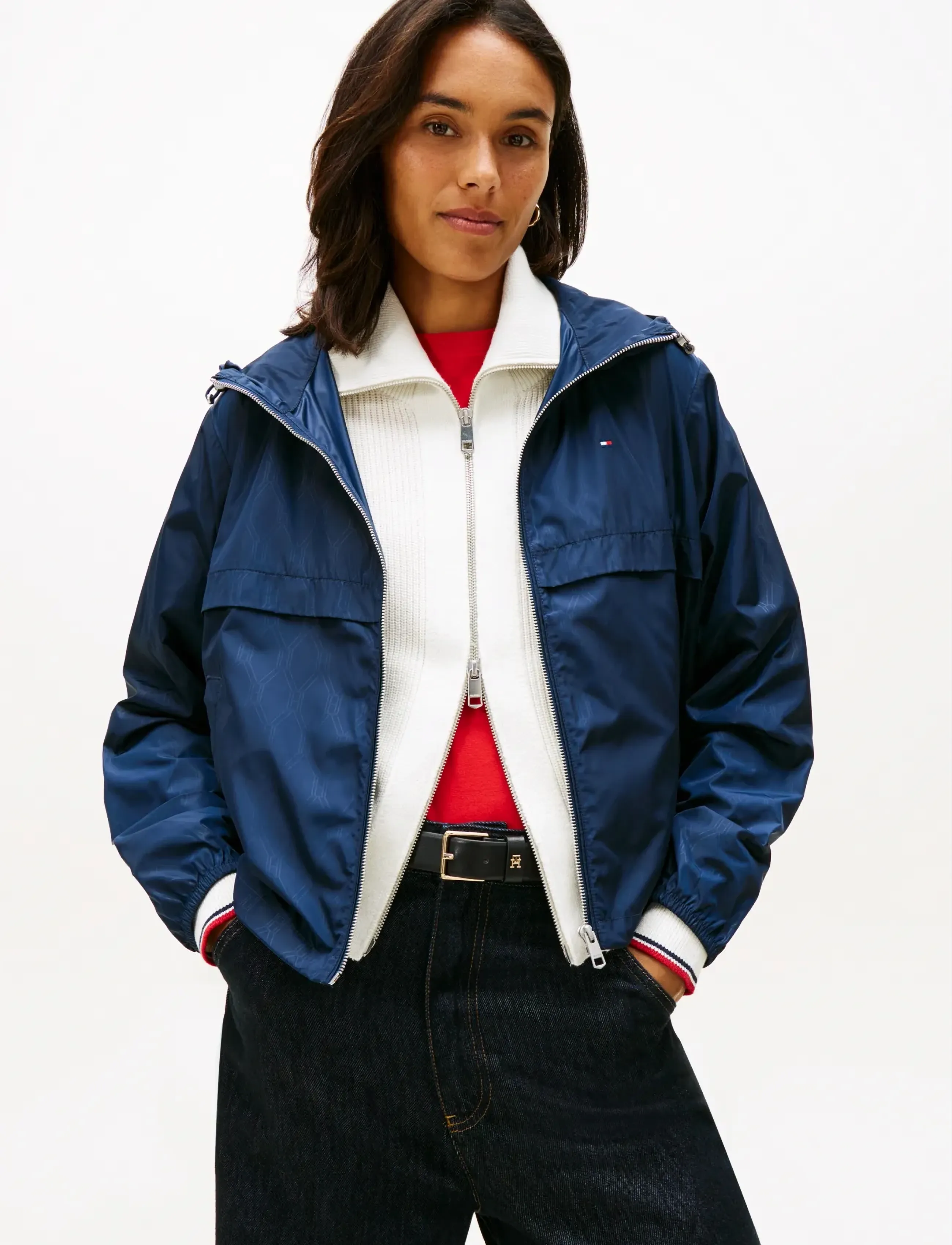 Tommy Hilfiger NYLON FLAG AOP WINDBREAKER - Tøj - DARK NIGHT NAVY / navy
