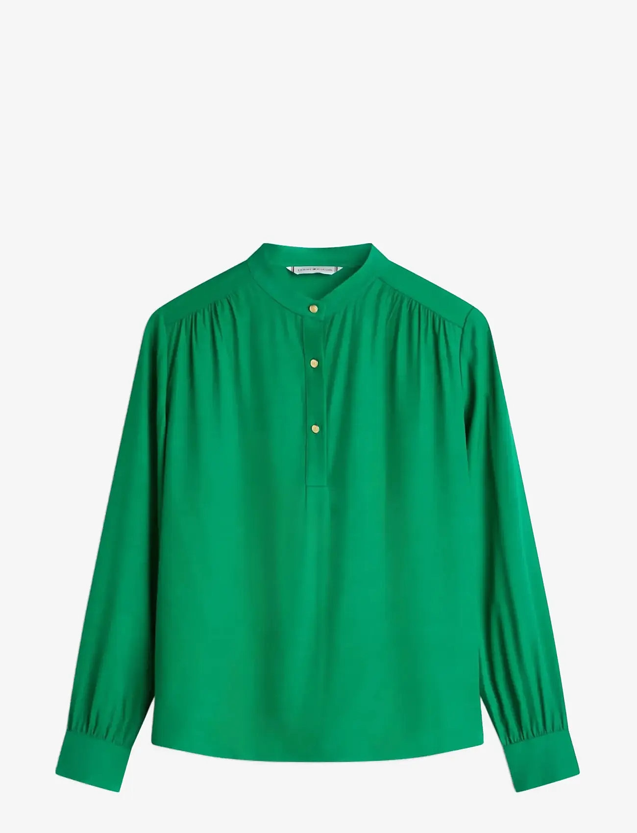 Tommy Hilfiger - VIS TWILL V-NK BLOUSE - long sleeved blouses - nouveau green - 0