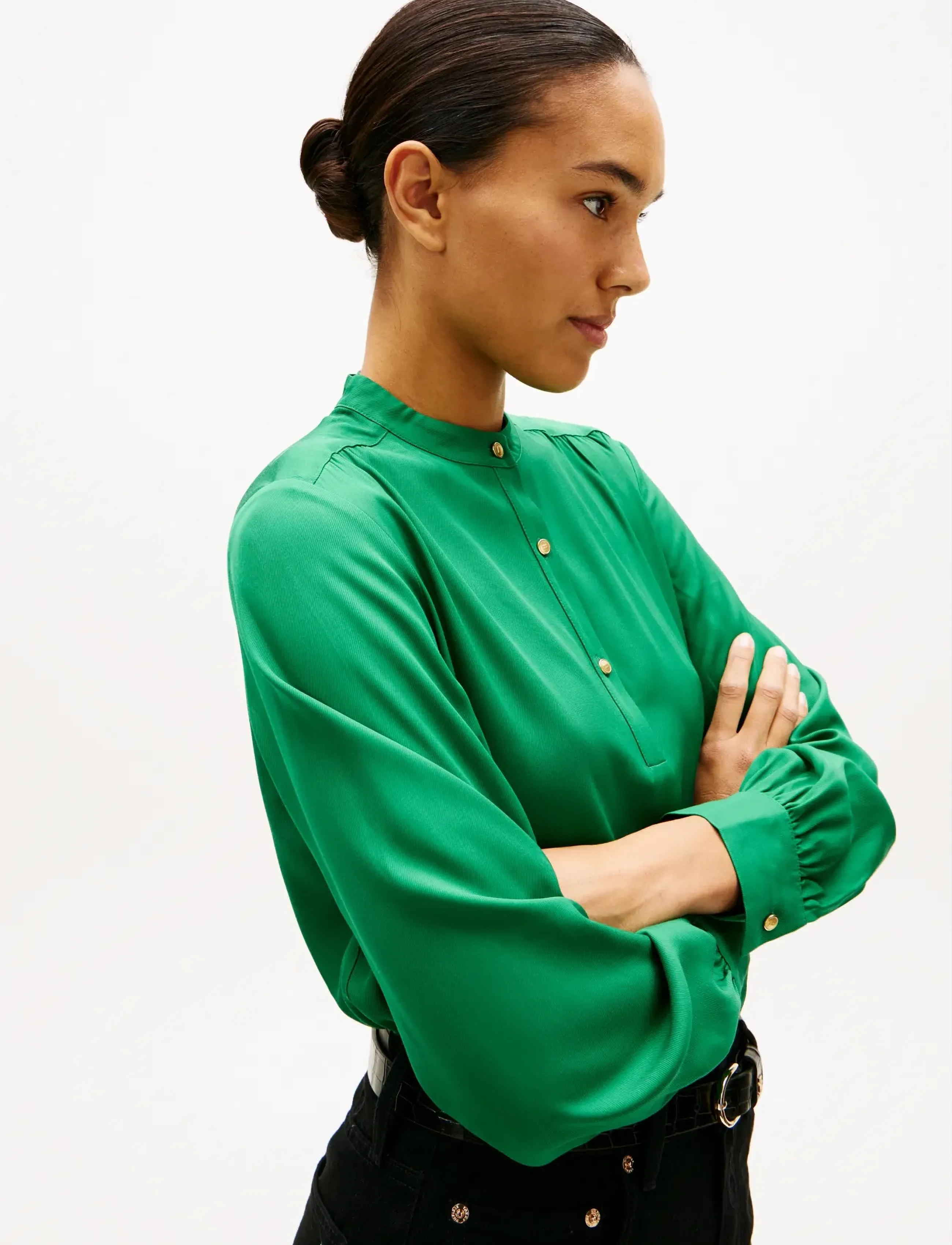 Tommy Hilfiger - VIS TWILL V-NK BLOUSE - nouveau green - 4