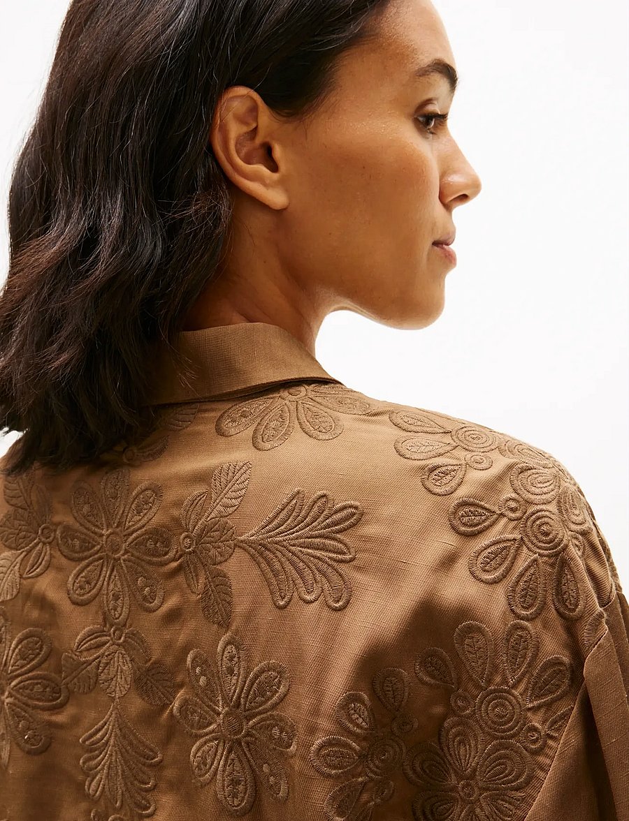Tommy Hilfiger - EMBROIDERY MODERN FIT LS SHIRT - långärmade skjortor - nordic taupe - 4