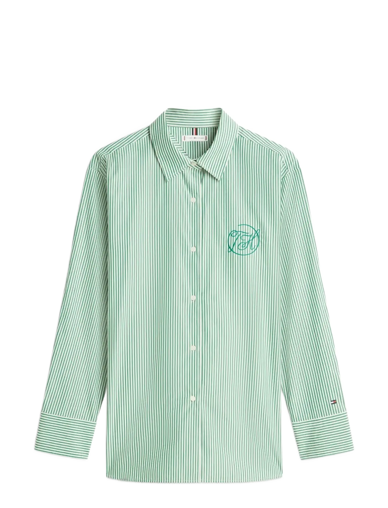 Tommy Hilfiger COTTON EASY SHIRT - Långärmade skjortor - CLASSIC ITHACA STP NOUVEAU GREEN / green
