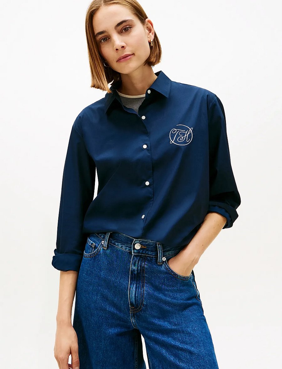 Tommy Hilfiger - COTTON EASY SHIRT - långärmade skjortor - dark night navy - 0