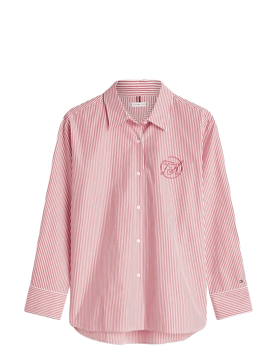 Tommy Hilfiger - COTTON EASY SHIRT - langärmlige hemden - primary red ecru stripe - 1