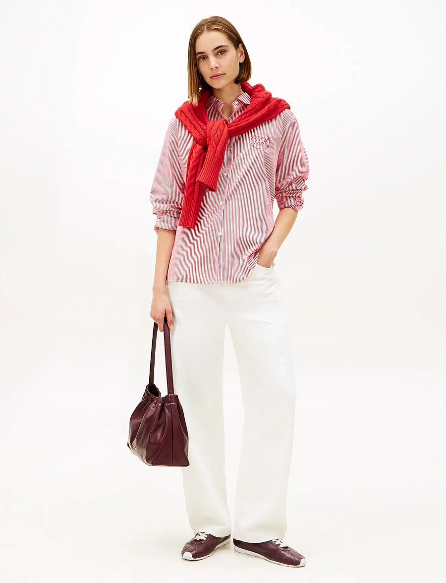 Tommy Hilfiger - COTTON EASY SHIRT - langärmlige hemden - primary red ecru stripe - 2
