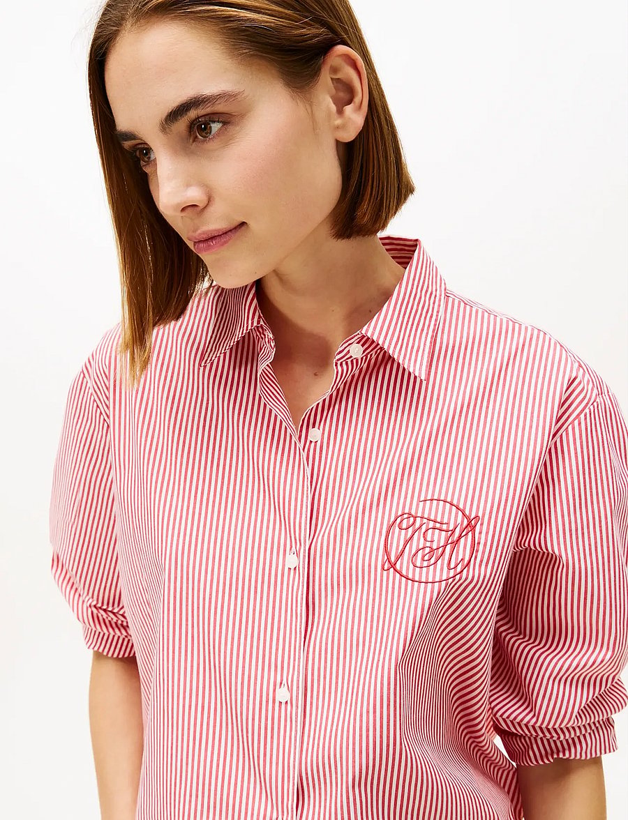 Tommy Hilfiger - COTTON EASY SHIRT - langärmlige hemden - primary red ecru stripe - 4