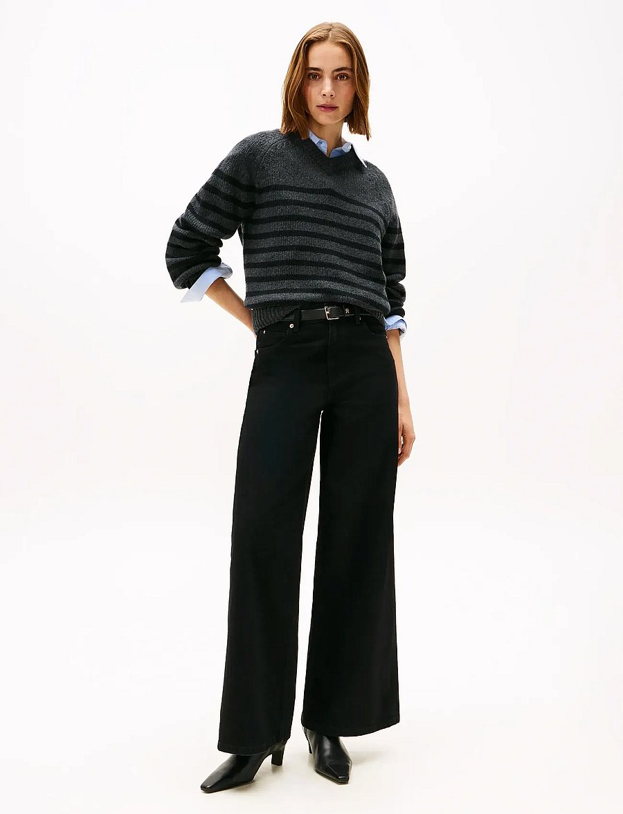Tommy Hilfiger - DNM BLACK 70s WIDE LEG HW - pantalons larges - black - 0