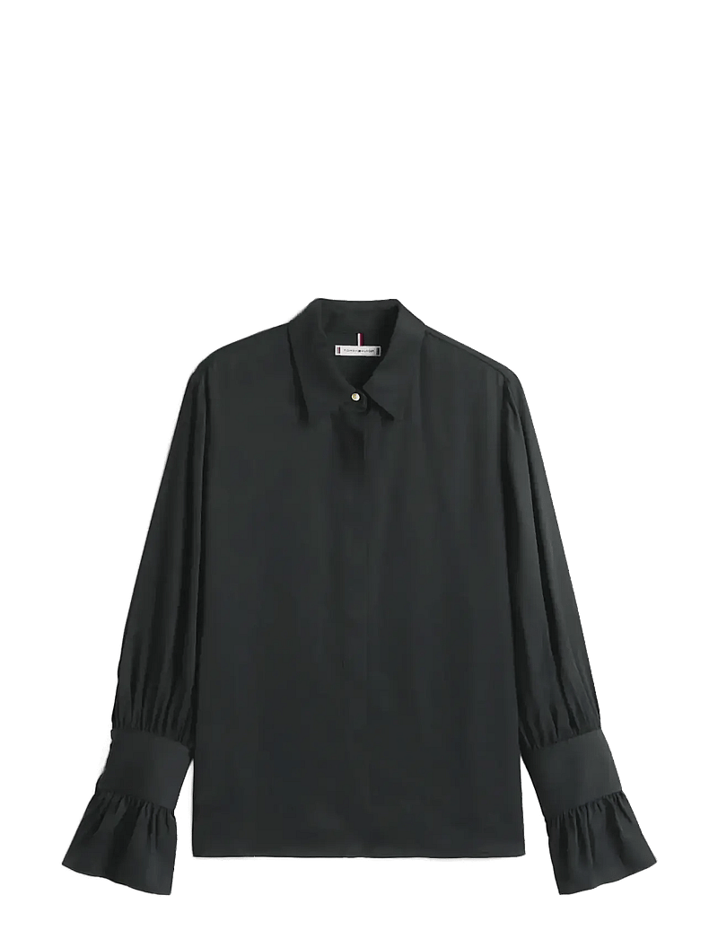 Tommy Hilfiger - SATEEN RUFFLE CUFF LS SHIRT - långärmade skjortor - black - 1