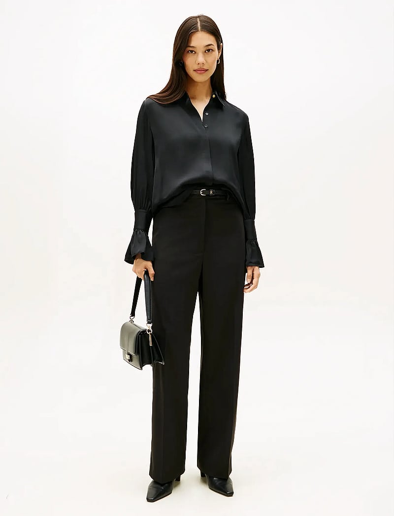 Tommy Hilfiger - SATEEN RUFFLE CUFF LS SHIRT - långärmade skjortor - black - 2