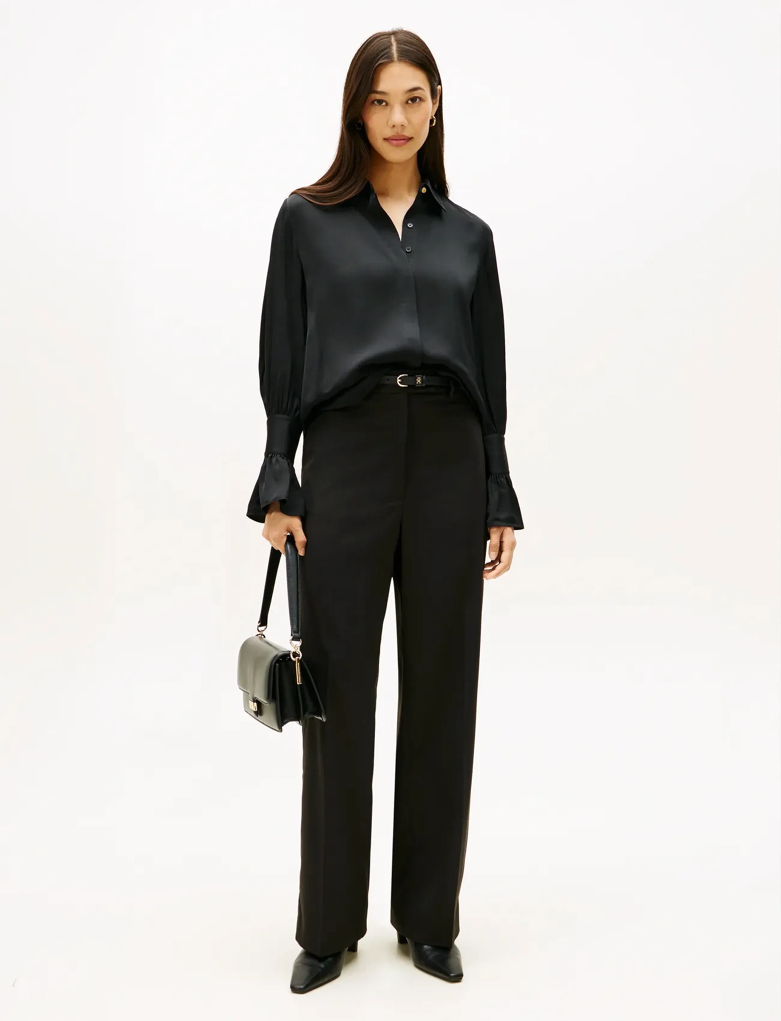 Tommy Hilfiger - SATEEN RUFFLE CUFF LS SHIRT - black - 2