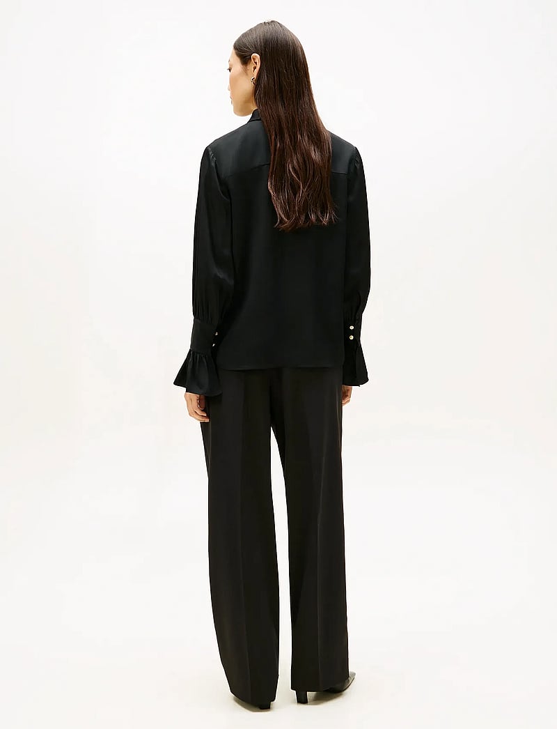 Tommy Hilfiger - SATEEN RUFFLE CUFF LS SHIRT - langärmlige hemden - black - 3