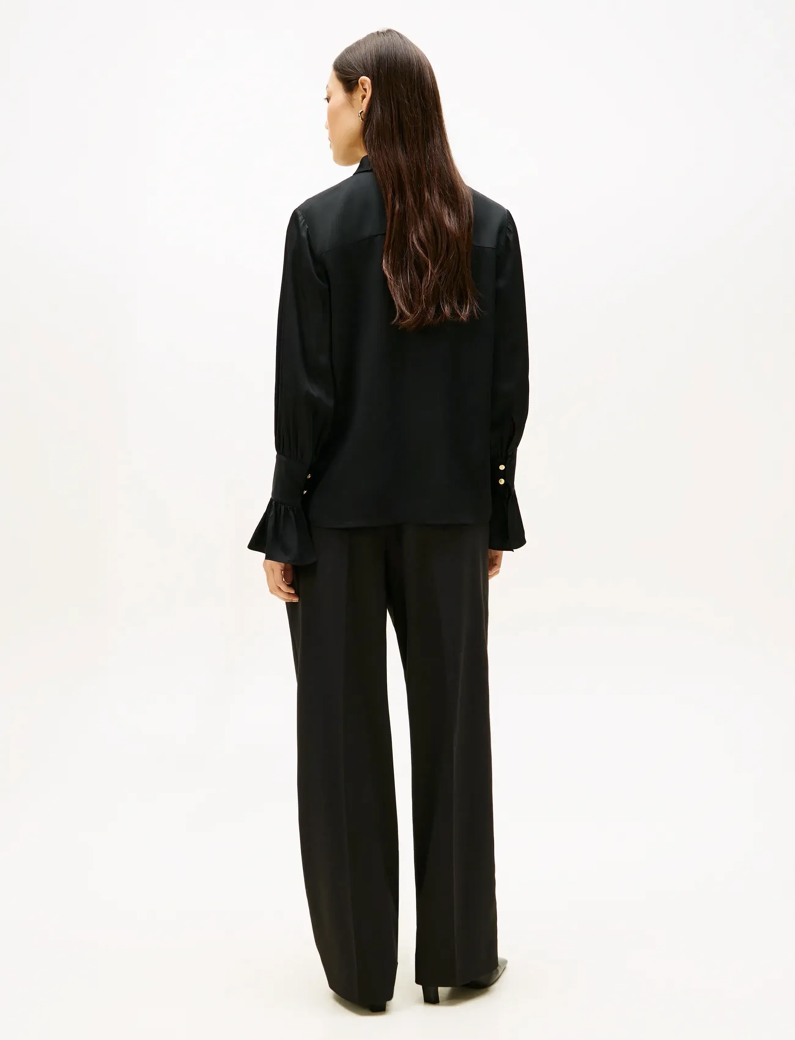 Tommy Hilfiger - SATEEN RUFFLE CUFF LS SHIRT - black - 3