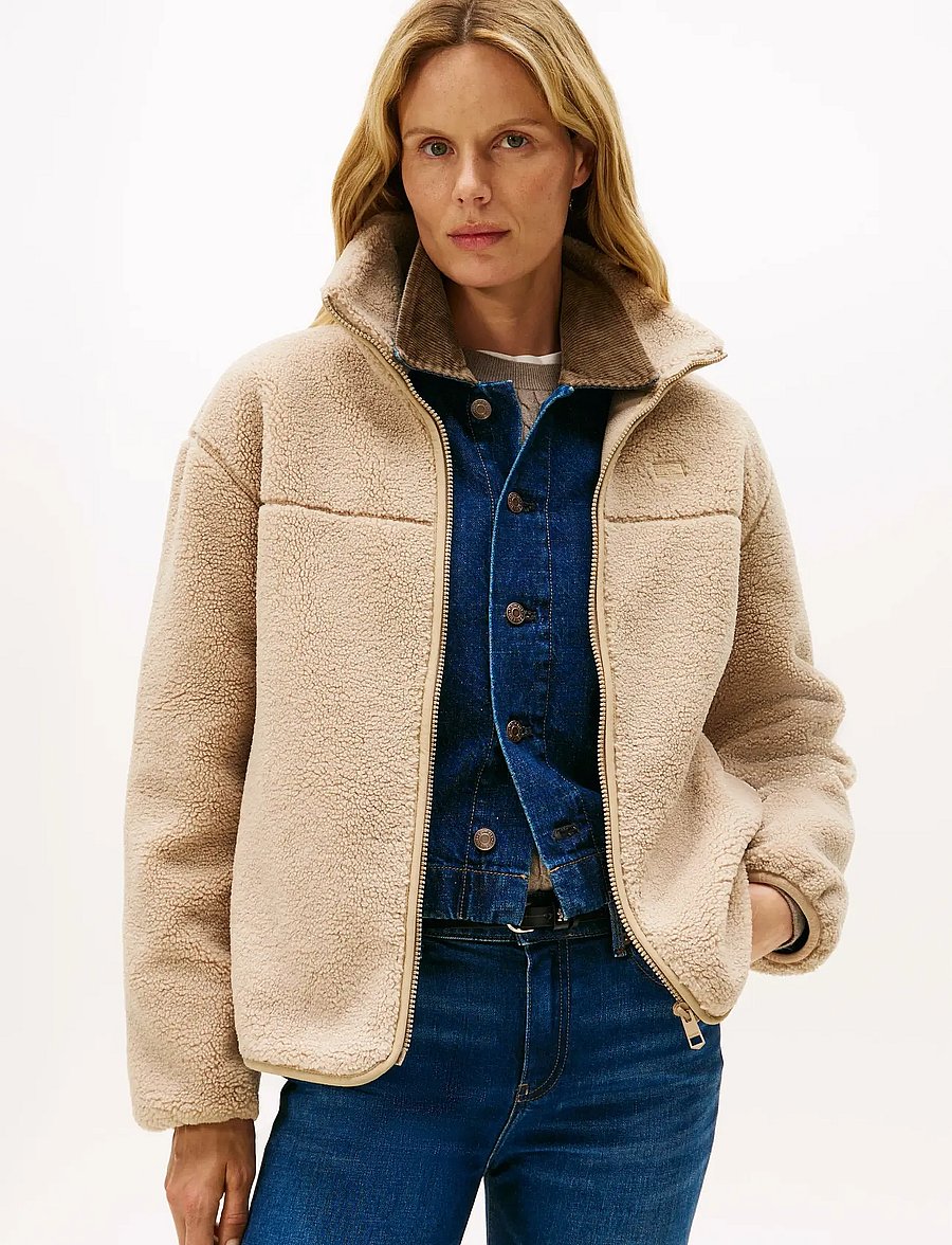 Tommy Hilfiger - TEDDY ZIP UP REG JACKET - beige - 0