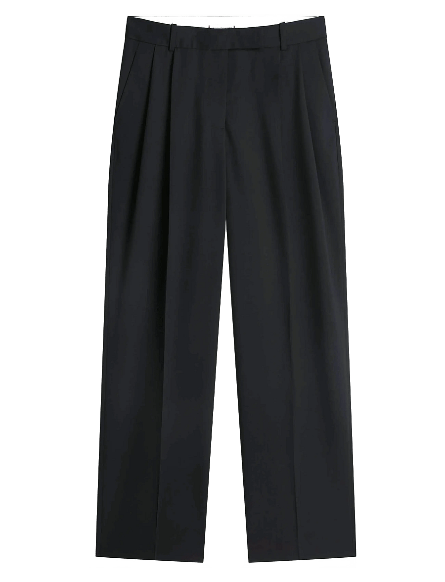 Tommy Hilfiger - TIMELESS WOOL STRT PLEAT PANT - pantalons larges - dark night navy - 1