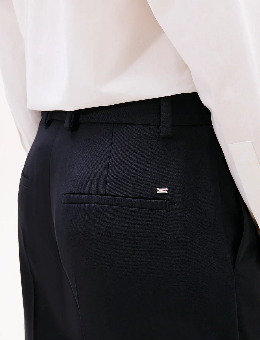 Tommy Hilfiger - TIMELESS WOOL STRT PLEAT PANT - pantalons larges - dark night navy - 5