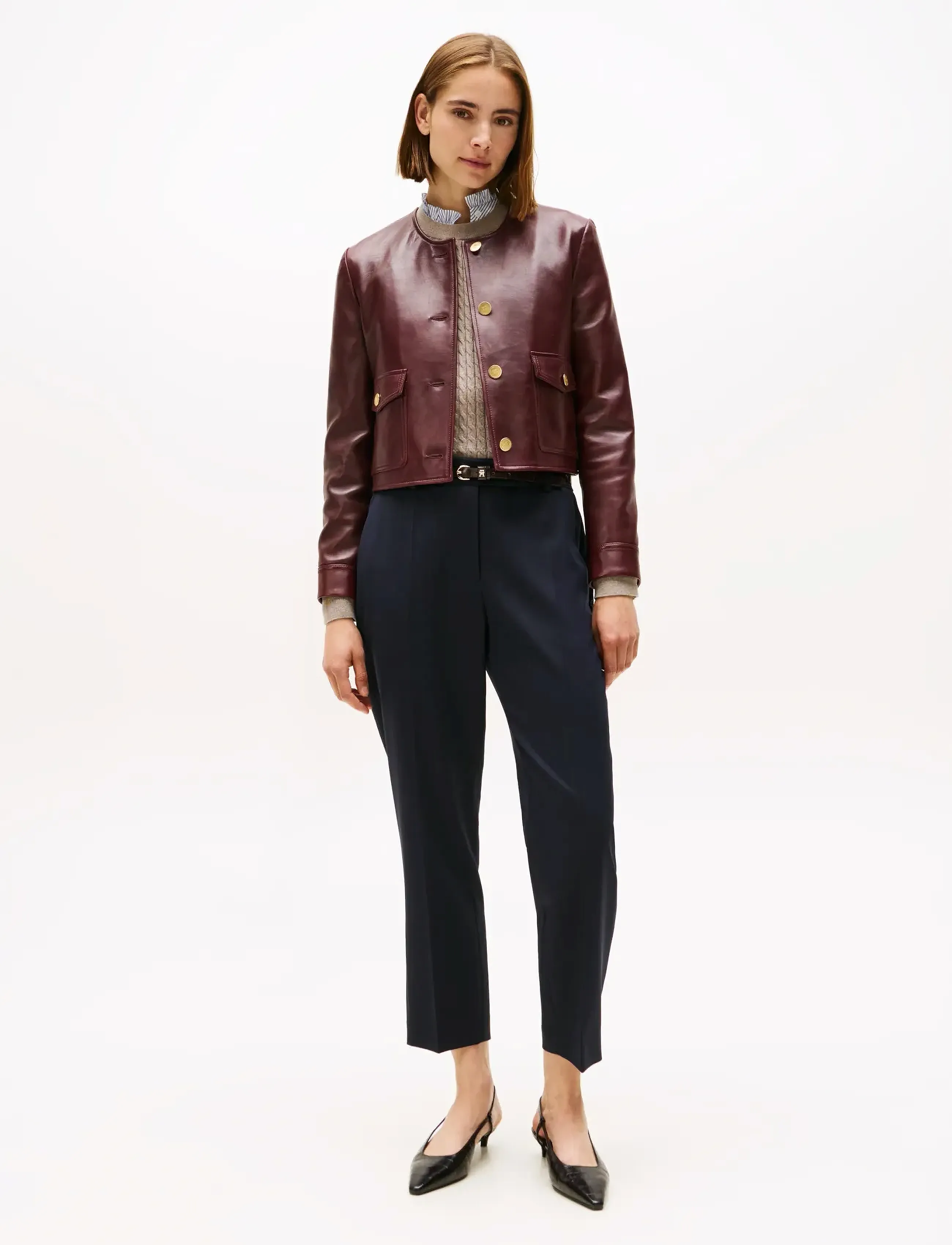 Tommy Hilfiger TIMELESS WOOL SLIM STRT PANT - Transitional Layering - BLACK / black