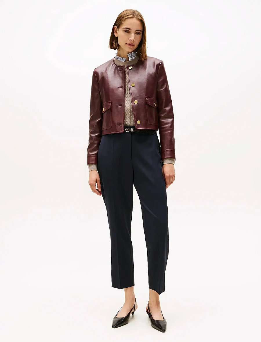 Tommy Hilfiger - TIMELESS WOOL SLIM STRT PANT - slim-fit hosen - black - 0