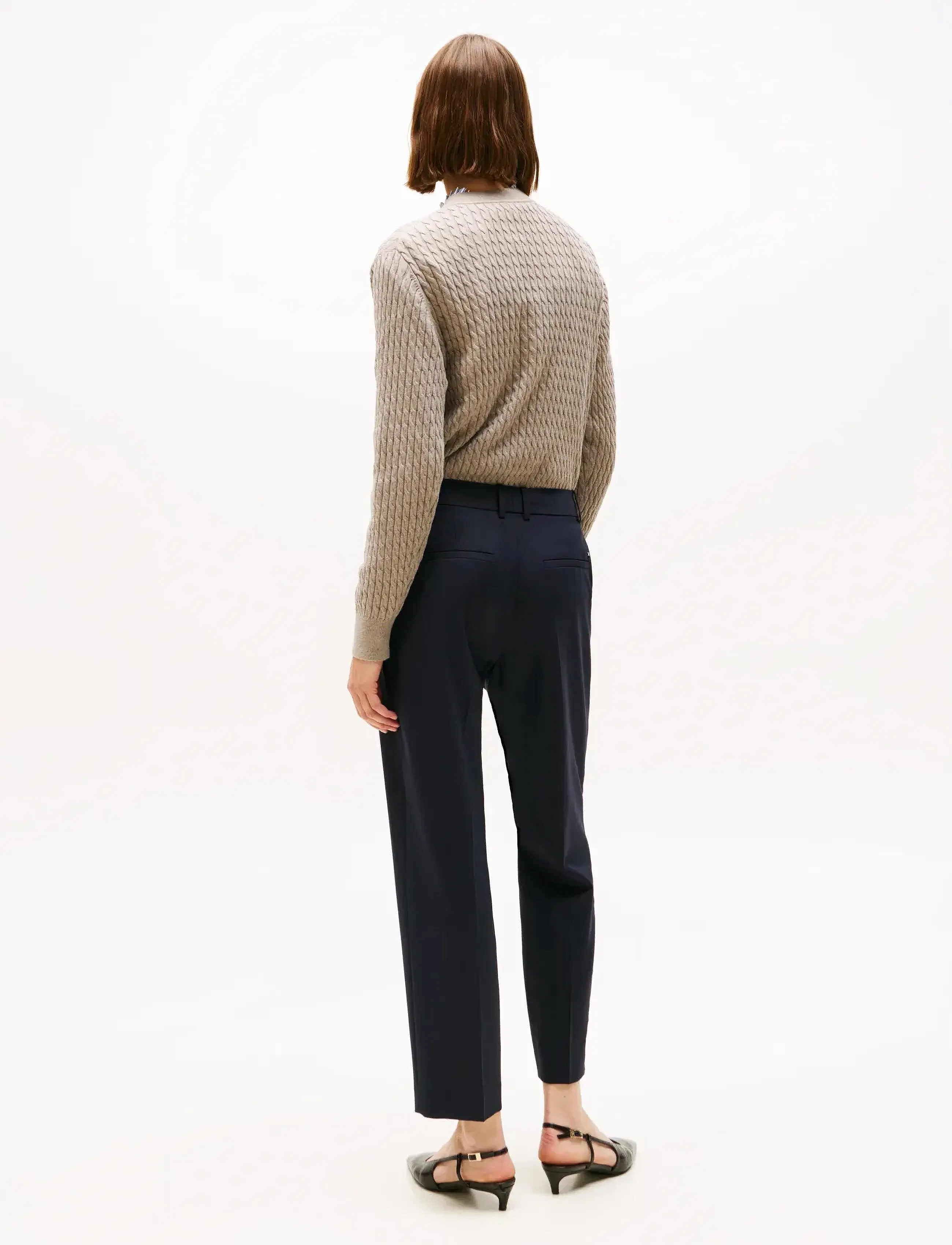 Tommy Hilfiger - TIMELESS WOOL SLIM STRT PANT - kitsalõikelised püksid - black - 2