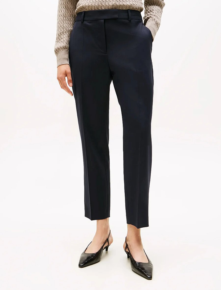 Tommy Hilfiger - TIMELESS WOOL SLIM STRT PANT - slim-fit hosen - black - 4