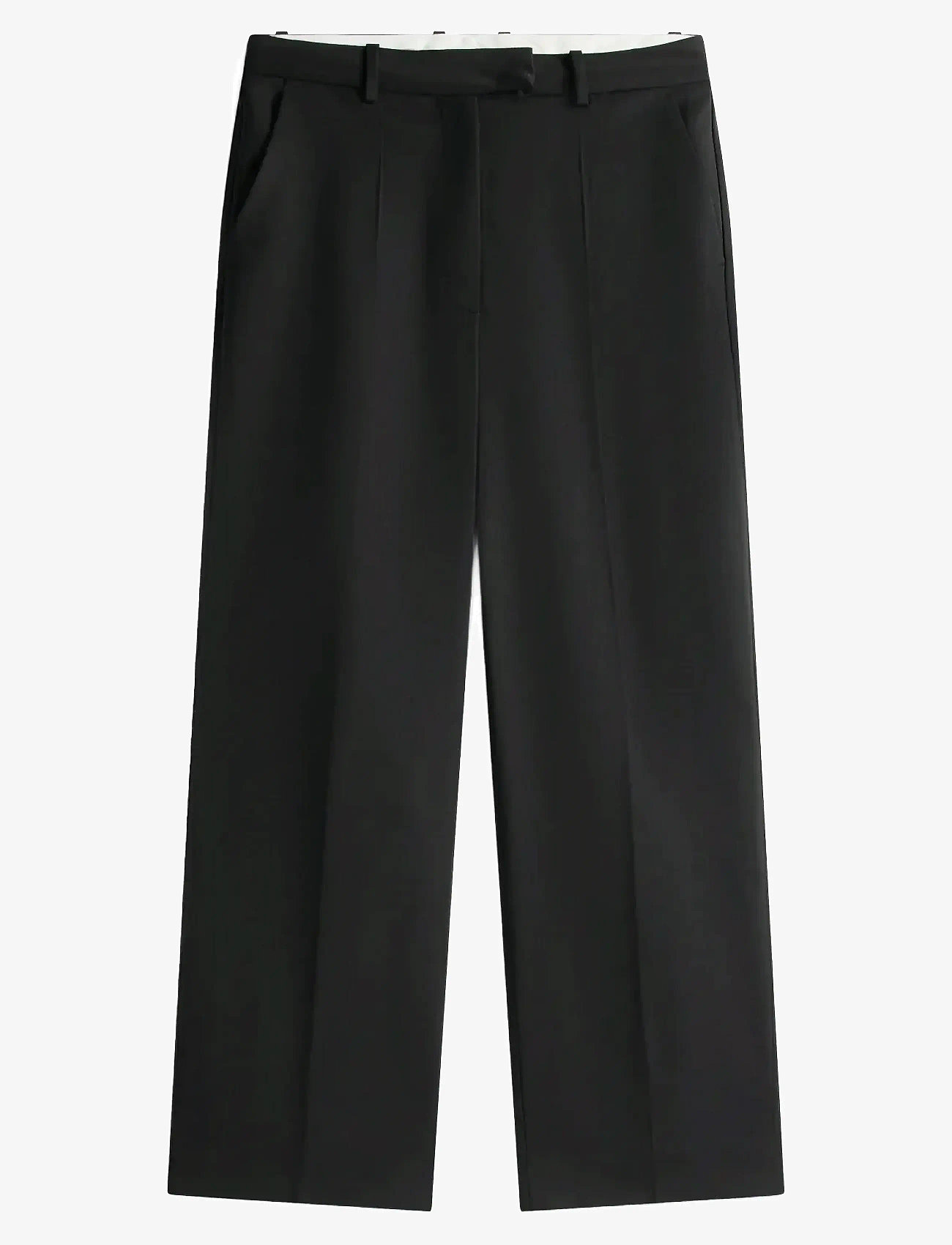 Tommy Hilfiger - TIMELESS WOOL LOOSE STRT PANT - pidulikud püksid - black - 1